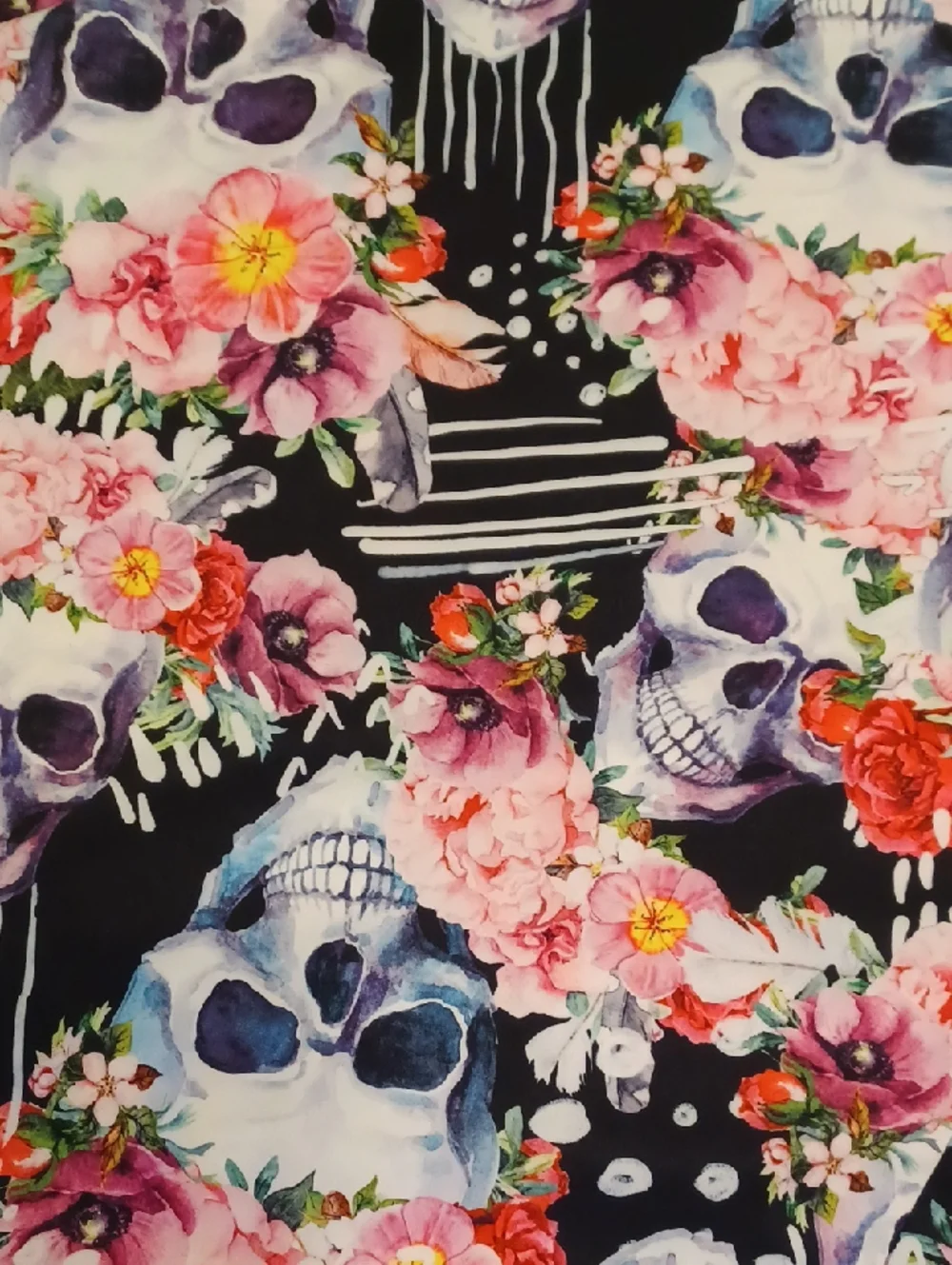 Floral Skull Fit-and-Flare Dress in Black with Pink & Blue Flowers Size XXL - Picture 14 of 14
